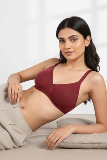 Buy Zivame Single Layered Non Wired Full Coverage T-Shirt Bra - Sundried Tomato